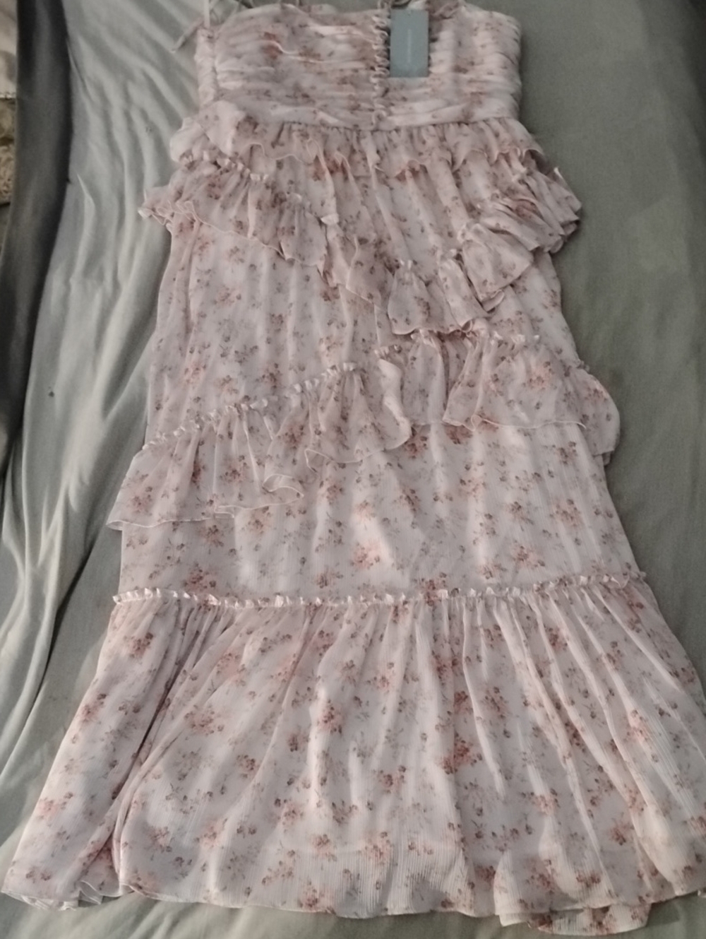 ANTONIO MELANI Catalina Maxi  Ruffle Maxi Dress In Rose Floral